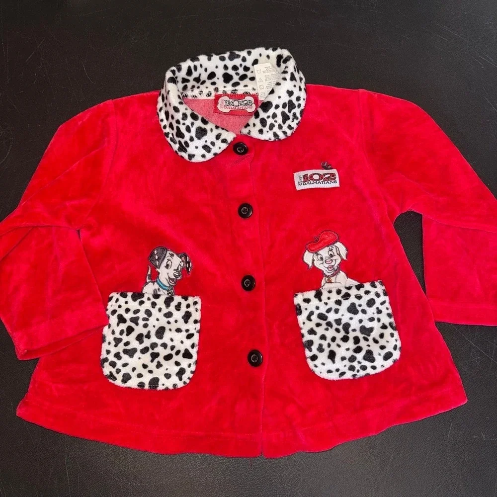 Vintage Disney 102 Dalmatians Red Velour Jacket 24M Baby Toddler Dalmatian